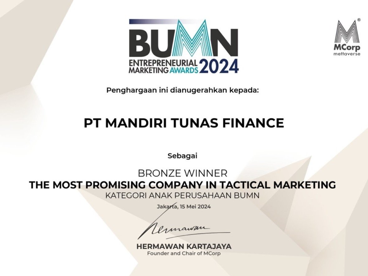 Mandiri Tunas Finance Berhasil Memenangkan BUMN Entrepreneurial Marketing Award 2024